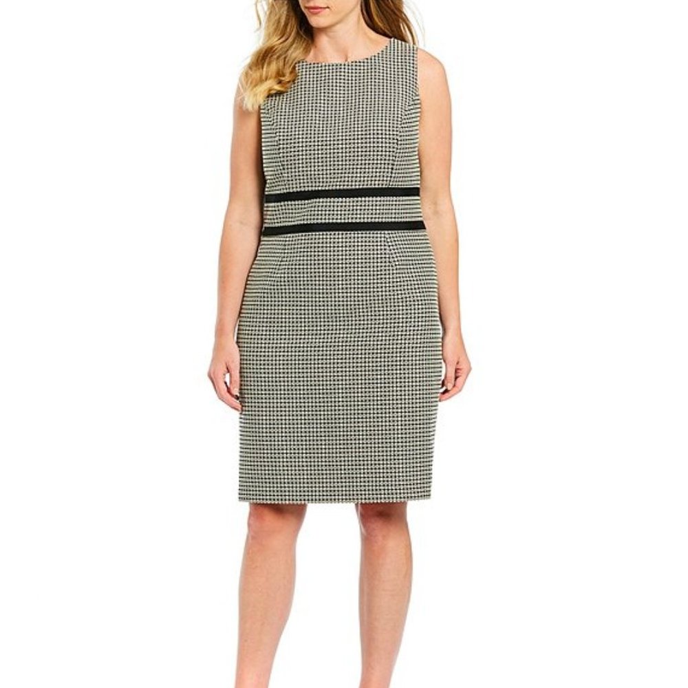 Kasper Jacquard Waist Detail Sheath Dress